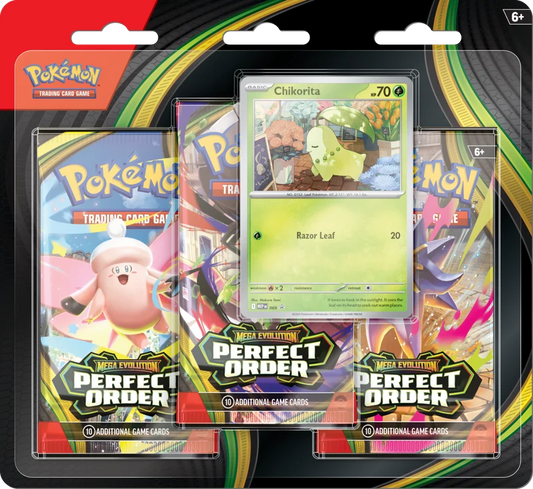 Pokémon TCG Mega Evolution Perfect Order 3 Pack Blister Chikorita